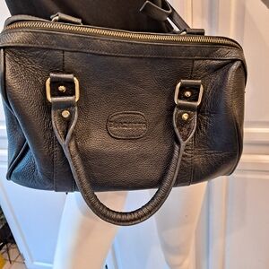 Terzetto Black Pebbled Italian Leather Satchel Crossbody Bag
